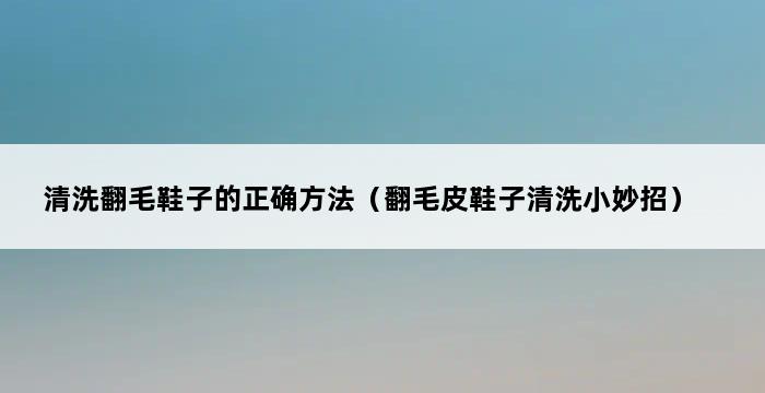 清洗翻毛鞋子的正确方法（翻毛皮鞋子清洗小妙招） 