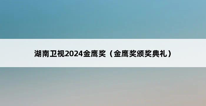 湖南卫视2024金鹰奖（金鹰奖颁奖典礼） 