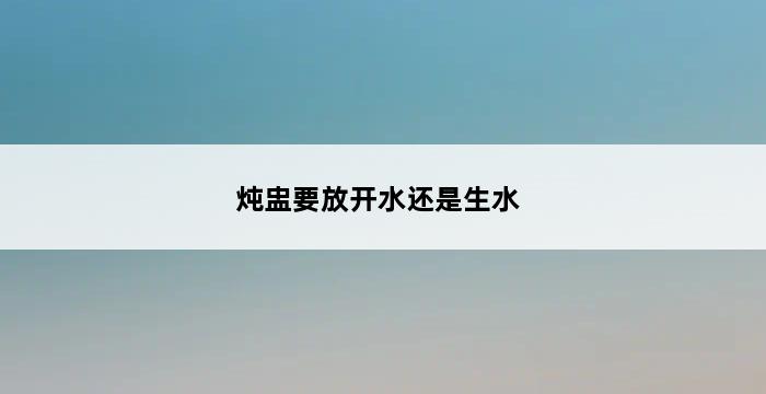 炖盅要放开水还是生水 