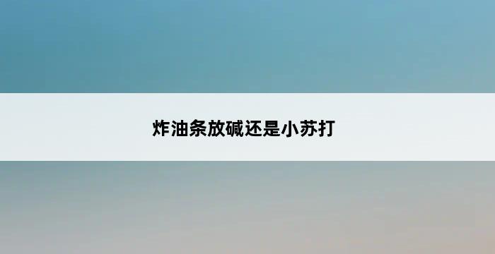 炸油条放碱还是小苏打 