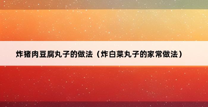 炸猪肉豆腐丸子的做法（炸白菜丸子的家常做法） 