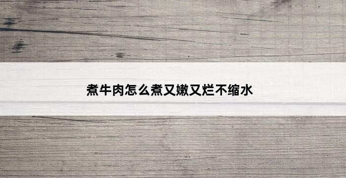 煮牛肉怎么煮又嫩又烂不缩水 