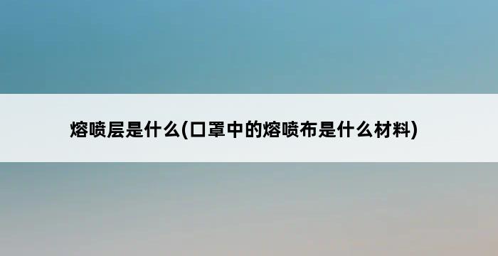 熔喷层是什么(口罩中的熔喷布是什么材料) 