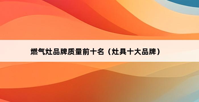 燃气灶品牌质量前十名（灶具十大品牌） 