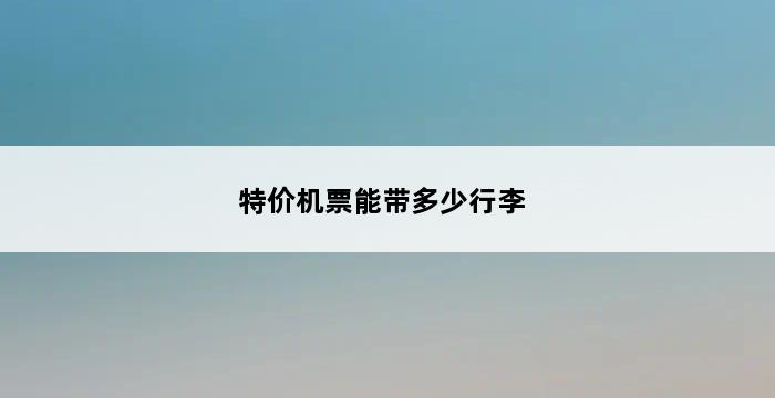 特价机票能带多少行李 