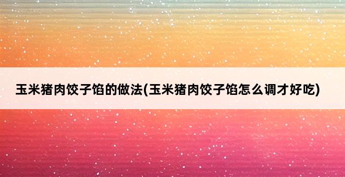 玉米猪肉饺子馅的做法(玉米猪肉饺子馅怎么调才好吃) 