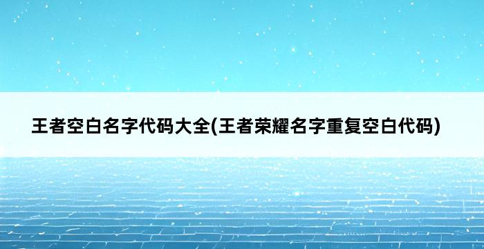 王者空白名字代码大全(王者荣耀名字重复空白代码) 