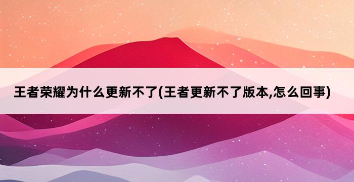 王者荣耀为什么更新不了(王者更新不了版本,怎么回事) 