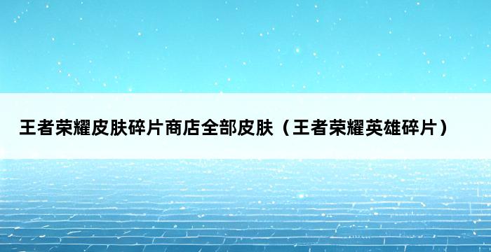 王者荣耀皮肤碎片商店全部皮肤（王者荣耀英雄碎片） 