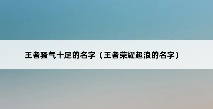 王者骚气十足的名字（王者荣耀超浪的名字） 