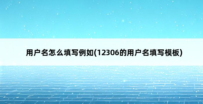 用户名怎么填写例如(12306的用户名填写模板) 