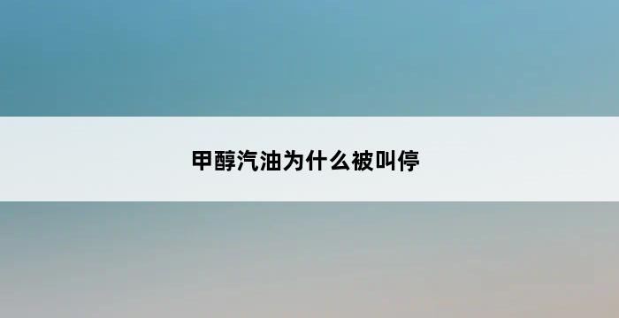 甲醇汽油为什么被叫停 