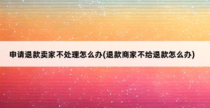 申请退款卖家不处理怎么办(退款商家不给退款怎么办) 