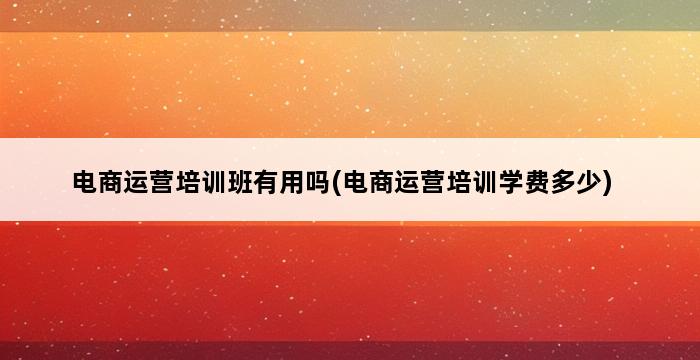 电商运营培训班有用吗(电商运营培训学费多少) 