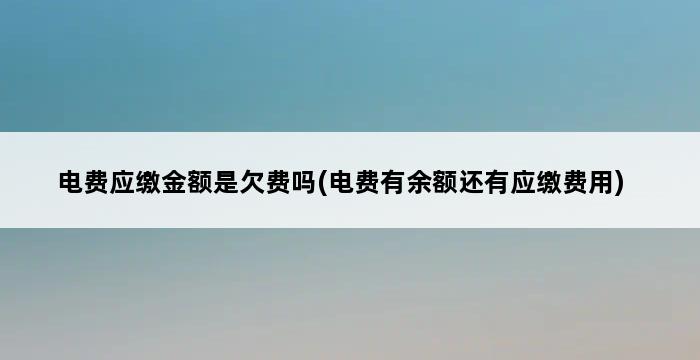 电费应缴金额是欠费吗(电费有余额还有应缴费用) 