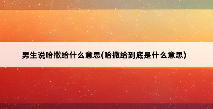 男生说哈撒给什么意思(哈撒给到底是什么意思) 