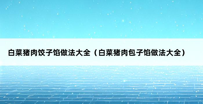 白菜猪肉饺子馅做法大全（白菜猪肉包子馅做法大全） 