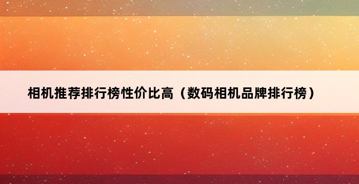 相机推荐排行榜性价比高（数码相机品牌排行榜） 