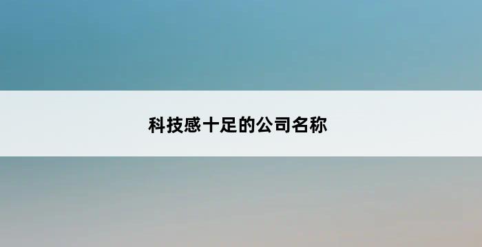 科技感十足的公司名称 