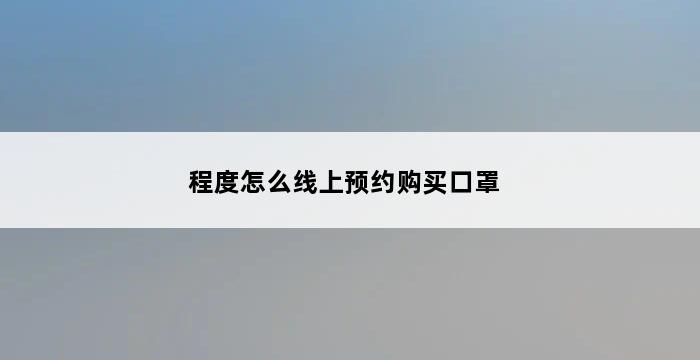 程度怎么线上预约购买口罩 