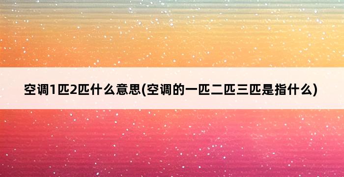 空调1匹2匹什么意思(空调的一匹二匹三匹是指什么) 