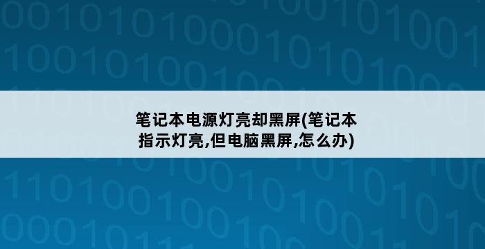 笔记本电源灯亮却黑屏(笔记本指示灯亮,但电脑黑屏,怎么办) 