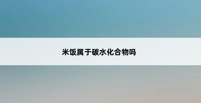 米饭属于碳水化合物吗 