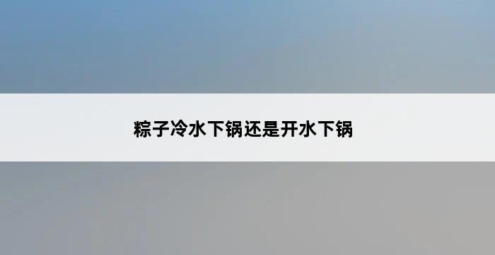 粽子冷水下锅还是开水下锅 