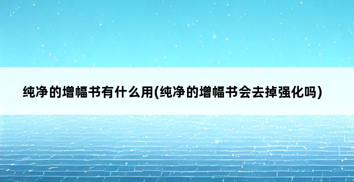 纯净的增幅书有什么用(纯净的增幅书会去掉强化吗) 