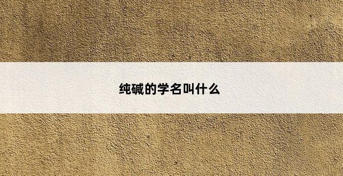 纯碱的学名叫什么 