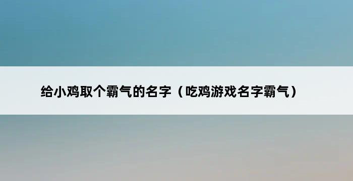 给小鸡取个霸气的名字（吃鸡游戏名字霸气） 