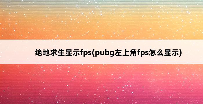 绝地求生显示fps(pubg左上角fps怎么显示) 