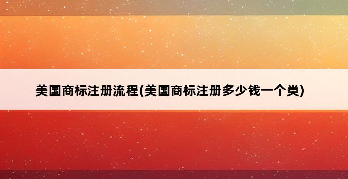 美国商标注册流程(美国商标注册多少钱一个类) 