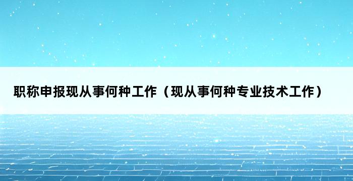 职称申报现从事何种工作（现从事何种专业技术工作） 