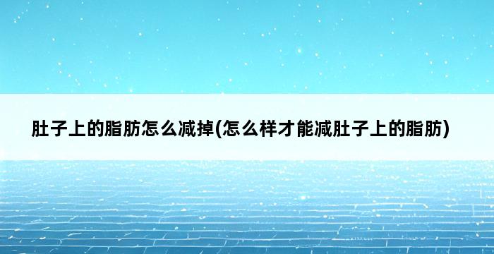 肚子上的脂肪怎么减掉(怎么样才能减肚子上的脂肪) 