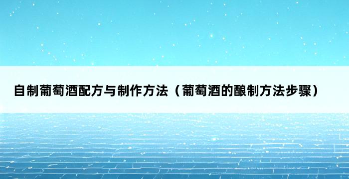 自制葡萄酒配方与制作方法（葡萄酒的酿制方法步骤） 