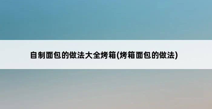 自制面包的做法大全烤箱(烤箱面包的做法) 