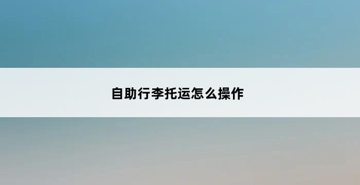 自助行李托运怎么操作 