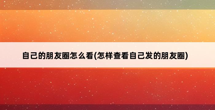 自己的朋友圈怎么看(怎样查看自己发的朋友圈) 