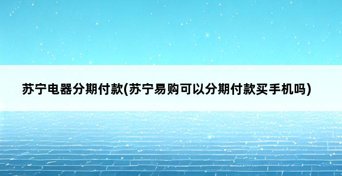 苏宁电器分期付款(苏宁易购可以分期付款买手机吗) 