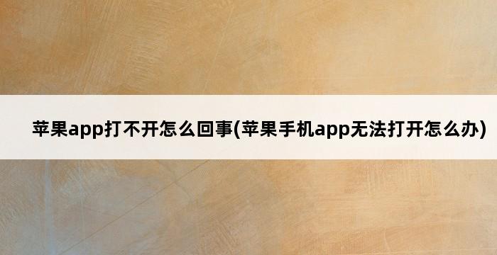 苹果app打不开怎么回事(苹果手机app无法打开怎么办) 