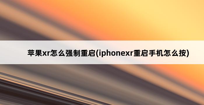 苹果xr怎么强制重启(iphonexr重启手机怎么按) 