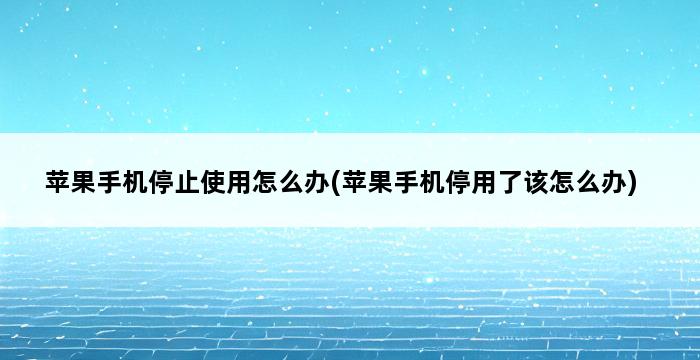 苹果手机停止使用怎么办(苹果手机停用了该怎么办) 