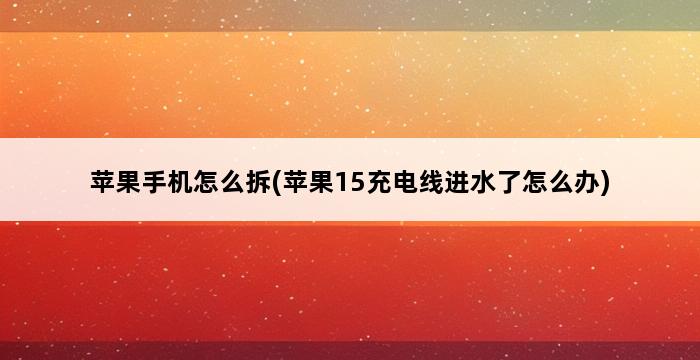 苹果手机怎么拆(苹果15充电线进水了怎么办) 