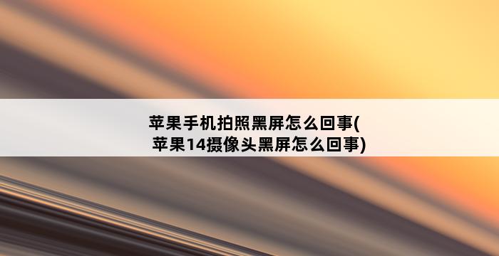 苹果手机拍照黑屏怎么回事(苹果14摄像头黑屏怎么回事) 