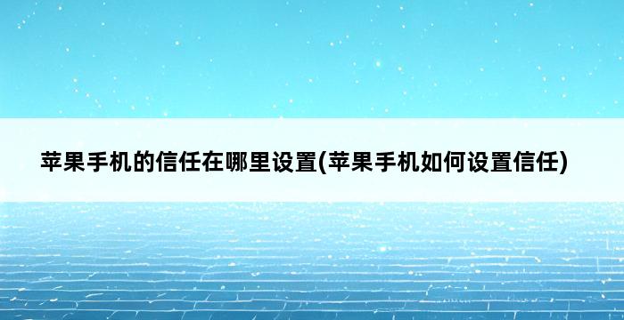 苹果手机的信任在哪里设置(苹果手机如何设置信任) 