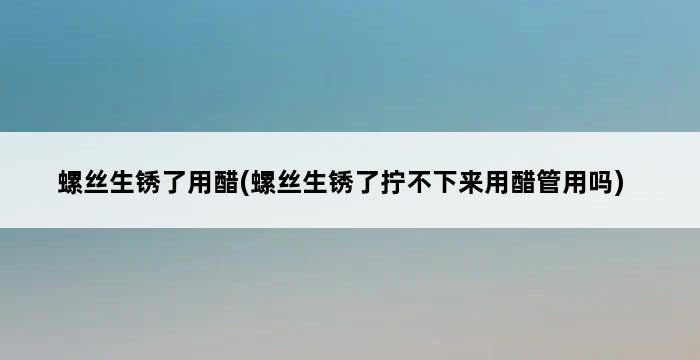 螺丝生锈了用醋(螺丝生锈了拧不下来用醋管用吗) 