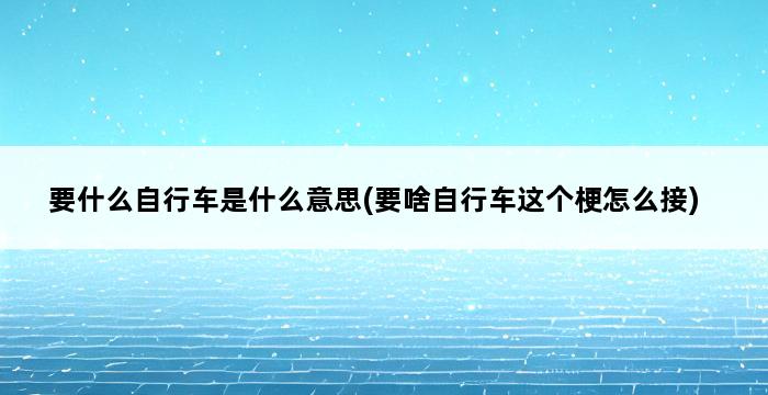 要什么自行车是什么意思(要啥自行车这个梗怎么接) 