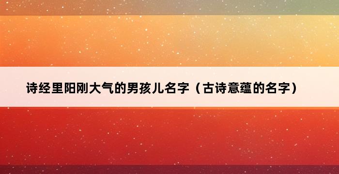 诗经里阳刚大气的男孩儿名字（古诗意蕴的名字） 