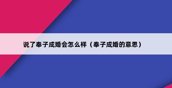 说了奉子成婚会怎么样（奉子成婚的意思） 